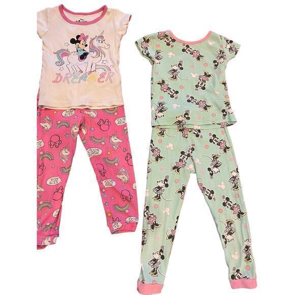 Disney Minnie‎ Mouse Short Sleeve & Pants Set of 2 Toddler Girl Pajama Sets - Picture 1 of 16